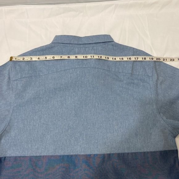 MEN’S BLUE COLOR BLOCK, SHORT SLEEVE CASUAL SHIRT.SIZE-LARGE. - Picture 3 of 12